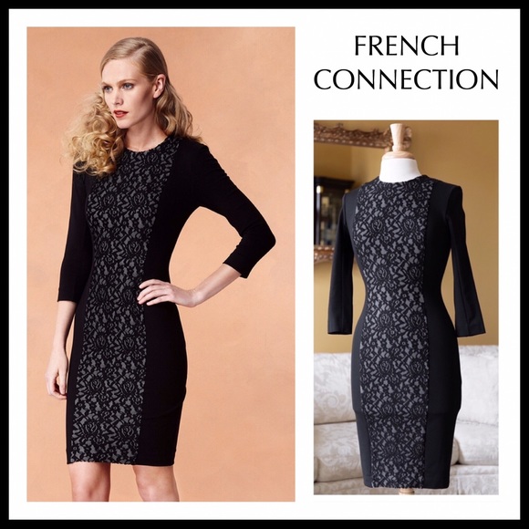 French Connection Dresses & Skirts - FRENCH CONNECTION BLACK LACE KINT MINI DRESS A2C